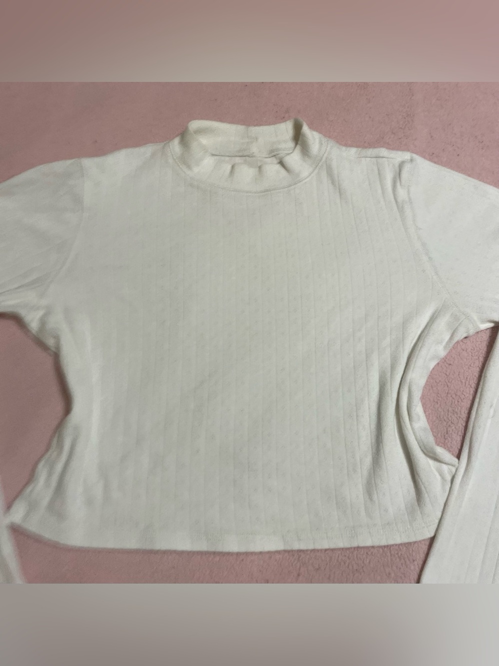 American Eagle Women's Cream Long Sleeve Top